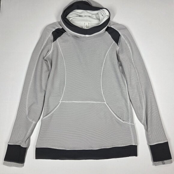 Lululemon Base Runner Hoodie 8 Wee Stripe White Gray W3B90S Running - Picture 3 of 12